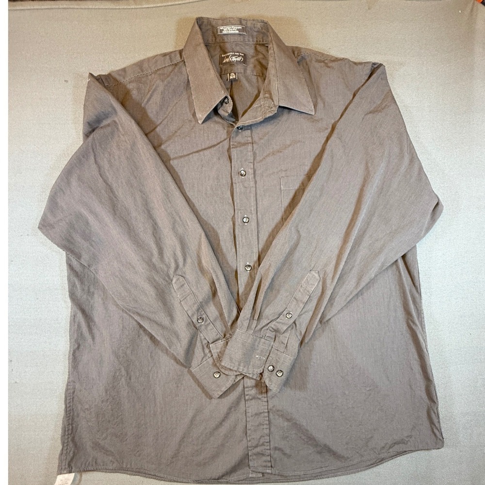 Lord & Taylor Mens Grey Micro Stripe Cotton Pinpoint Dress Shirt 17.5 34/35 2134